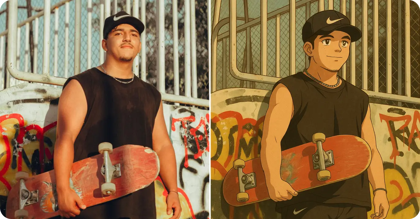 Before and after: Retro anime